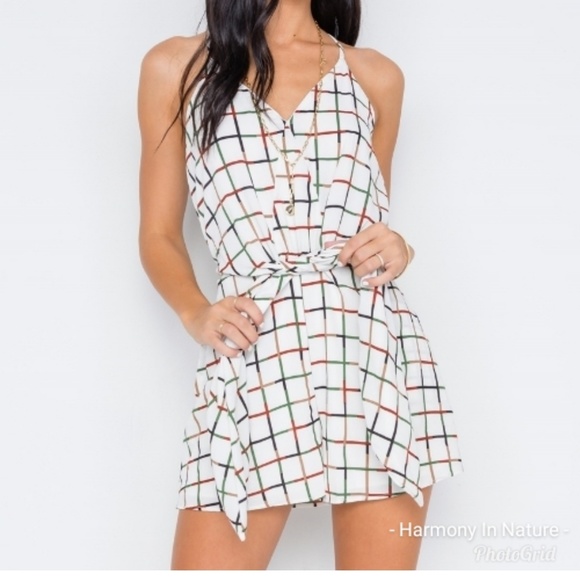 Ivory White Front Tie Romper - Picture 2 of 8